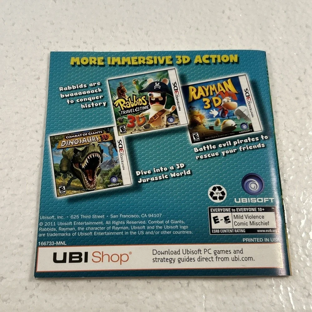 Nintendo 3DS Rabbids: Travel in Time 3D 2011 Complete in box CIB Working